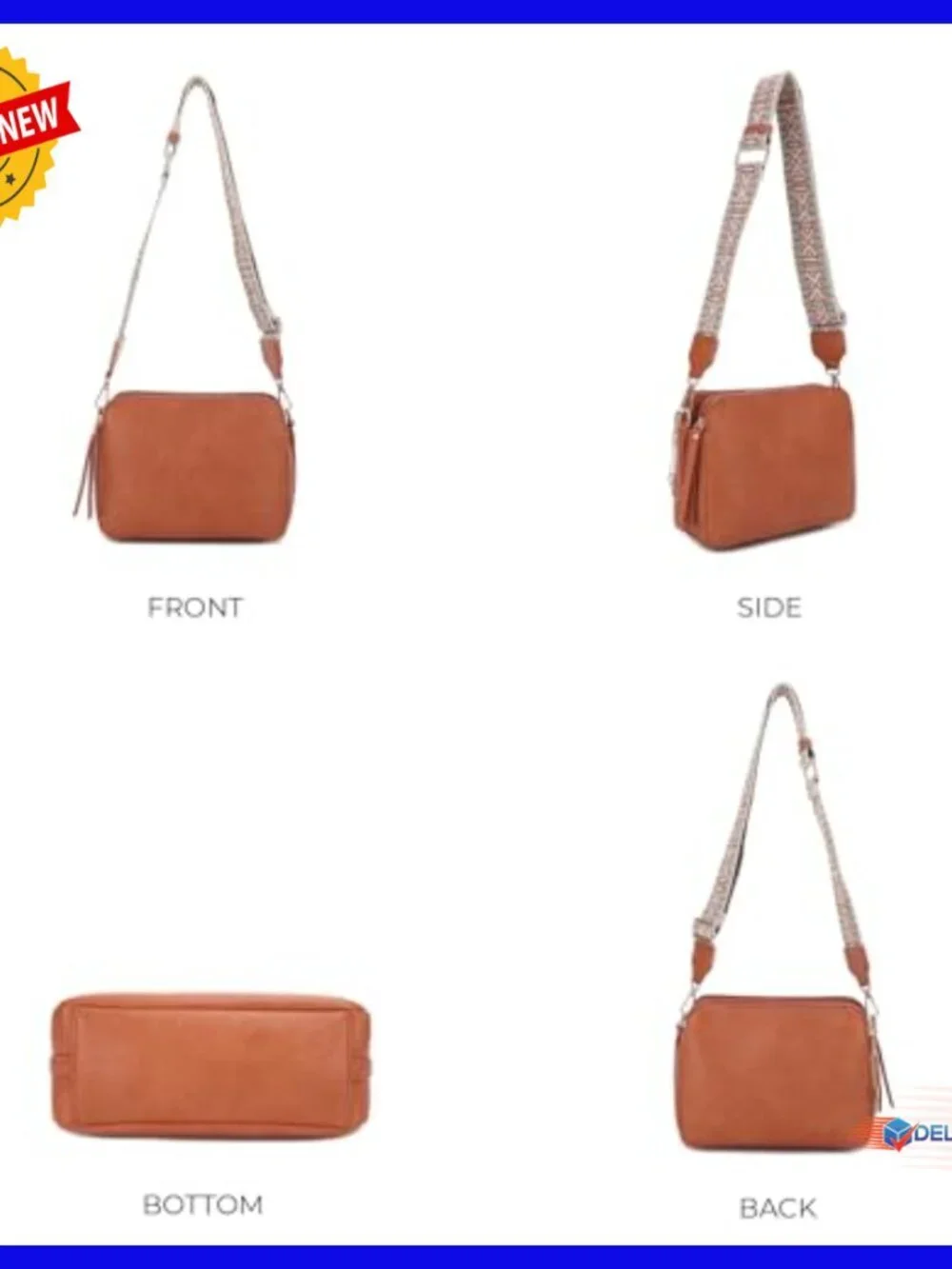 Lightweight Medium Crossbody Purse with Lockable Compartment & Guitar Strap